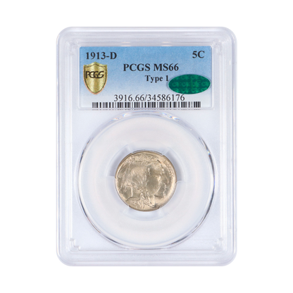 1913 D Buffalo Nickel Denver - Type I - PCGS MS66 CAC - CoinsTV