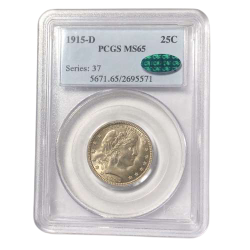 1915 Barber Quarter Dollar Denver - PCGS MS65 CAC
