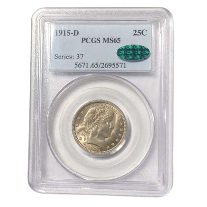 1915 Barber Quarter Dollar Denver - PCGS MS65 CAC