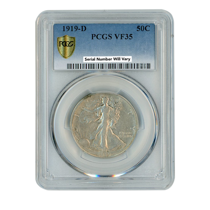 1919 D Walking Liberty Silver Half Dollar - PCGS VF35