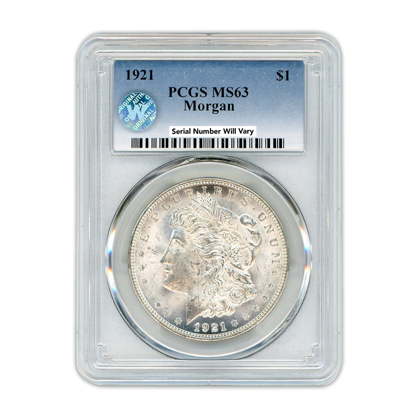 1921 Morgan Silver Dollar Philadelphia - PCGS MS63 Sight White