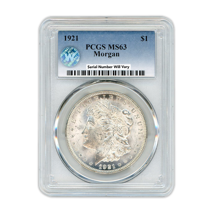 1921 Morgan Silver Dollar Philadelphia - PCGS MS63 Sight White