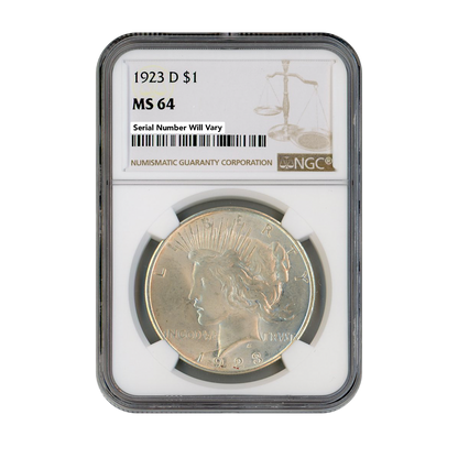 1923 D Peace Silver Dollar Denver NGC MS64