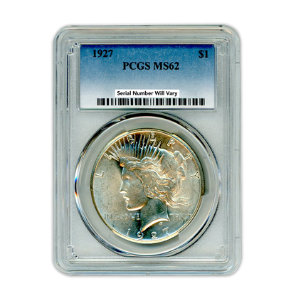 1927 Peace Silver Dollar Philadelphia - PCGS MS62 - CoinsTV