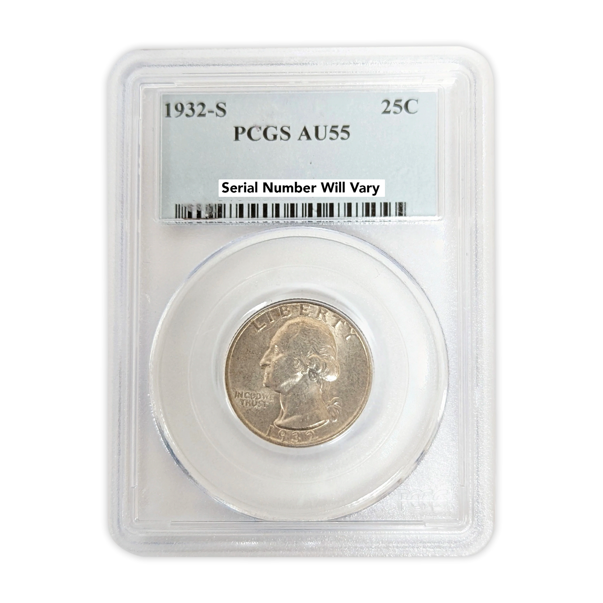 1932 S Washington Silver Quarter PCGS AU55 San Francisco - CoinsTV