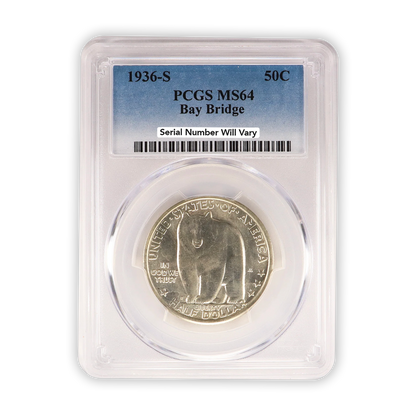 1936-S Bay Bridge Silver Half Dollar San Francisco - PCGS MS64