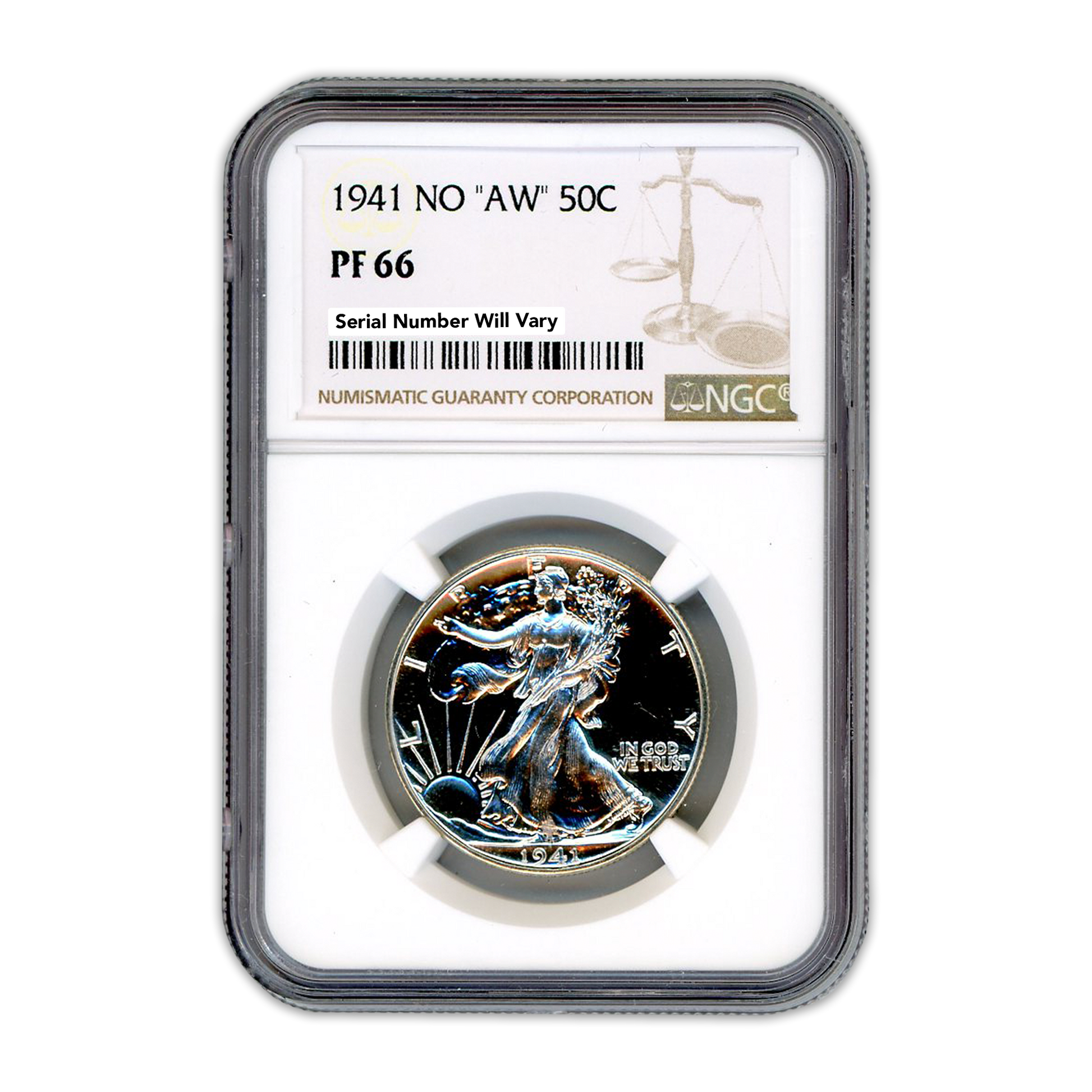 1941 Walking Liberty Silver Half Dollar - NO "AW" NGC PF66 - CoinsTV
