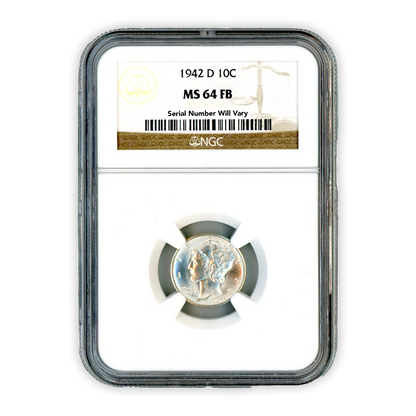 1942 D Mercury Dime NGC MS64 FB
