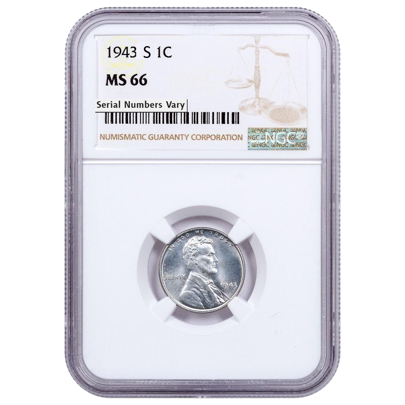 1943 Lincoln Steel Cent P/D/S 3 pc Set- NGC MS66