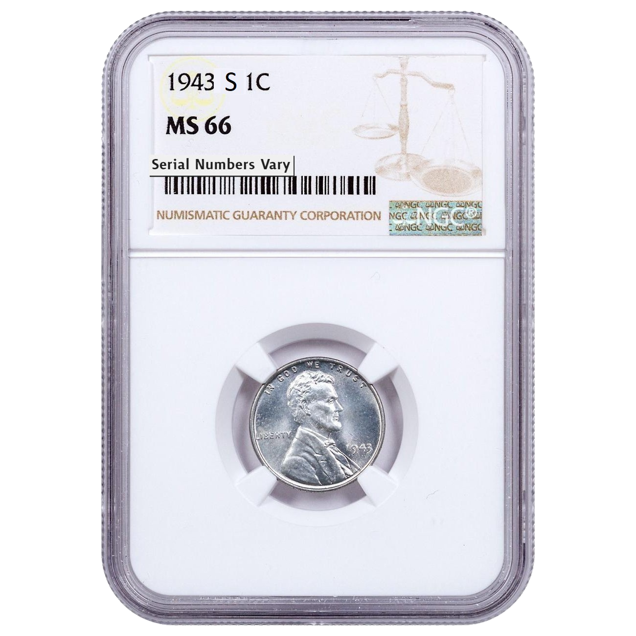 1943 Lincoln Steel Cent P/D/S 3 pc Set- NGC MS66 - CoinsTV