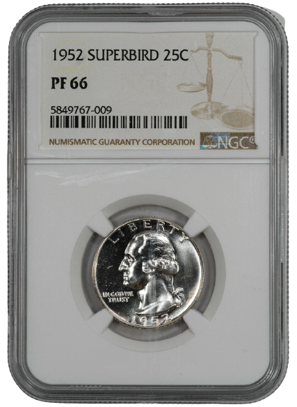 1952 Washington Silver Quarter Philadelphia - FS 901 Superbird  - NGC PR66
