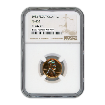 1953 Lincoln Cent - Recut Coat - FS-402 NGC PF66 RD