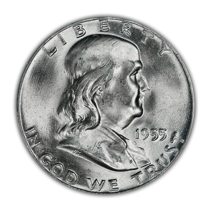 1955 Franklin 90% Silver Half Dollar Philadelphia - Bugs Bunny - Uncirculated