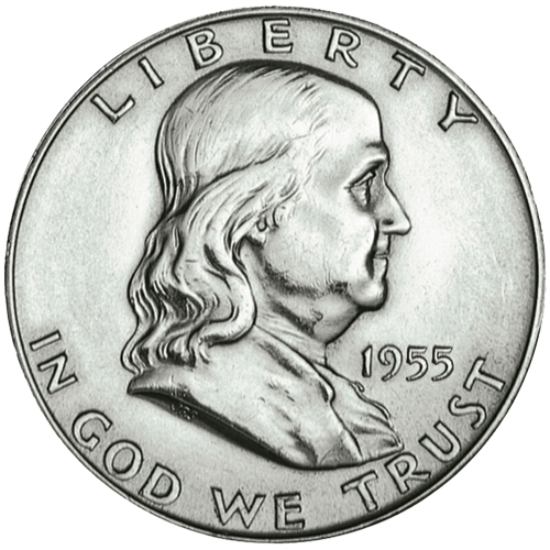 1955 Franklin 90% Silver Half Dollar Philadelphia - Uncirculated