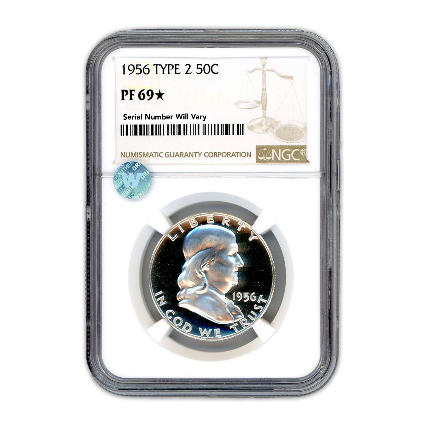 1956 Franklin Silver Half Dollar - Type 2 - NGC PF69 Star Sight White