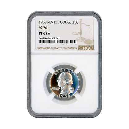 1956 Washington Quarter Rev Die Gouge - FS-701 - NGC PF67 Star