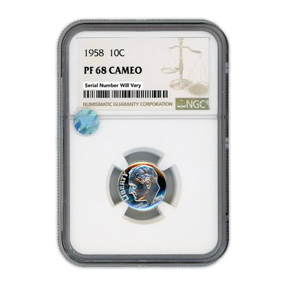 1958 Roosevelt Dime - NGC PF68 Sight White Cameo