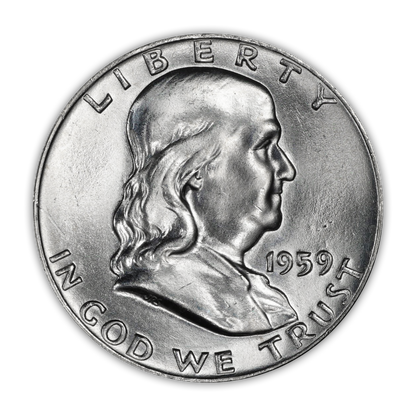1959 Franklin 90% Silver Half Dollar Philadelphia - Uncirculated