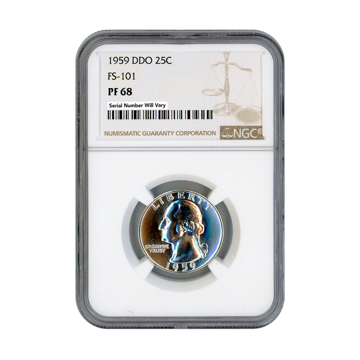 1959 Washington Silver Quarter Philadelphia DDO FS 101 - NGC PF68