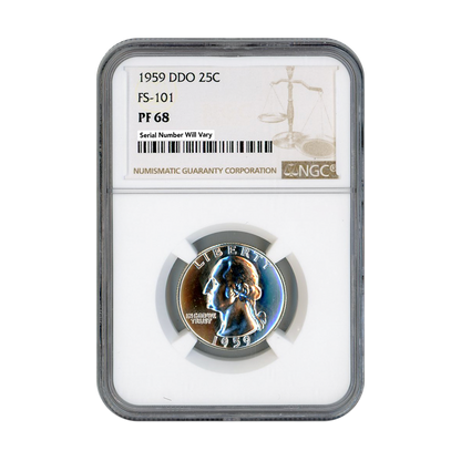 1959 Washington Silver Quarter Philadelphia DDO FS 101 - NGC PF68