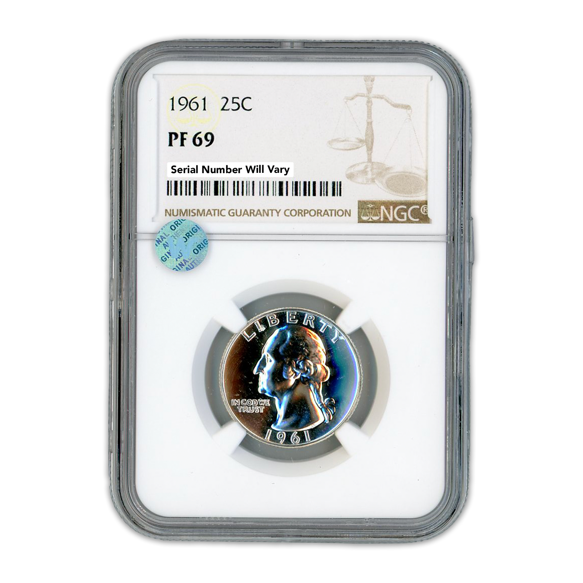 1961 Washington Silver Quarter Philadelphia - NGC PF69 Sight White - CoinsTV