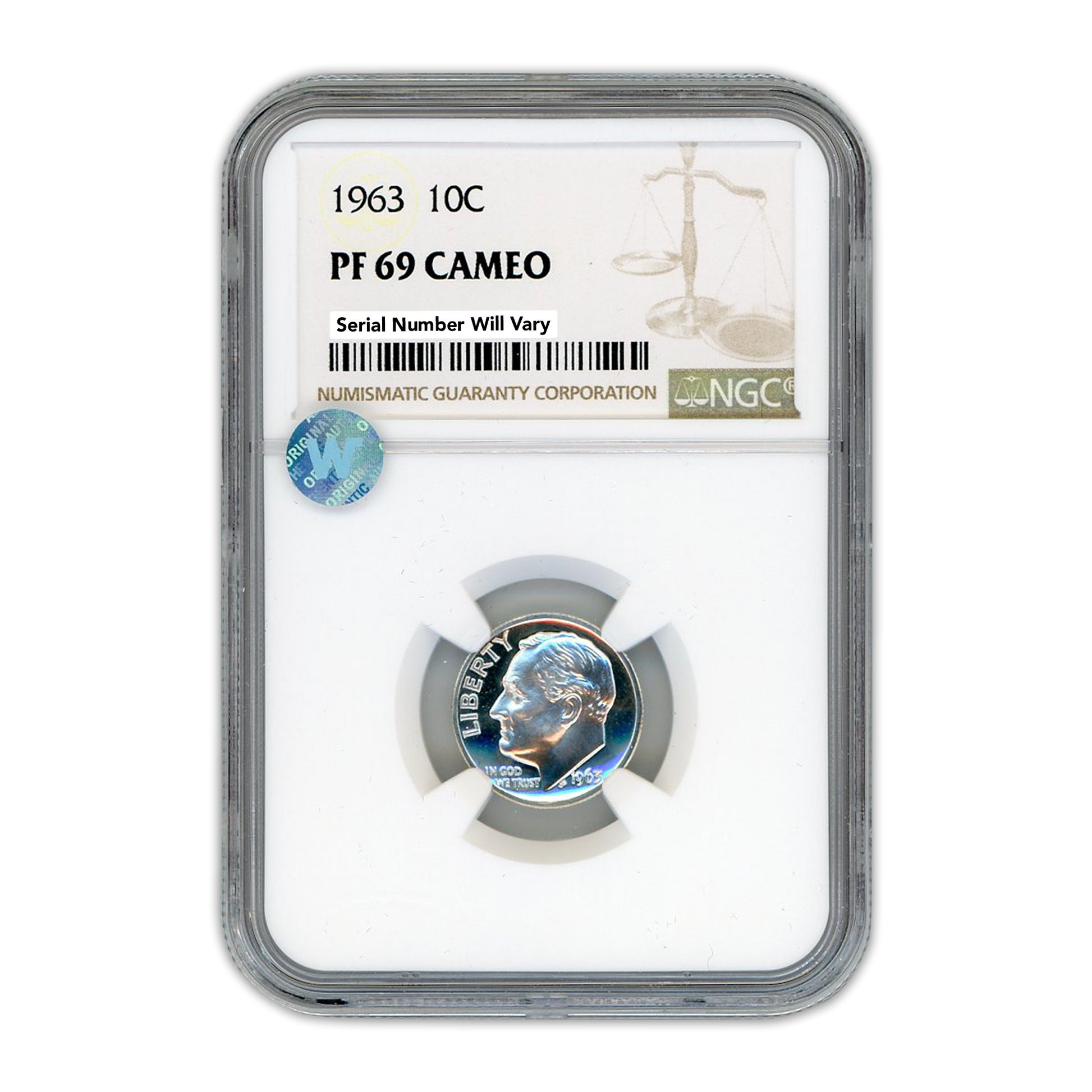 1963 Roosevelt Dime - NGC PF69 Sight White Cameo - CoinsTV