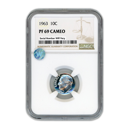 1963 Roosevelt Dime - NGC PF69 Sight White Cameo - CoinsTV