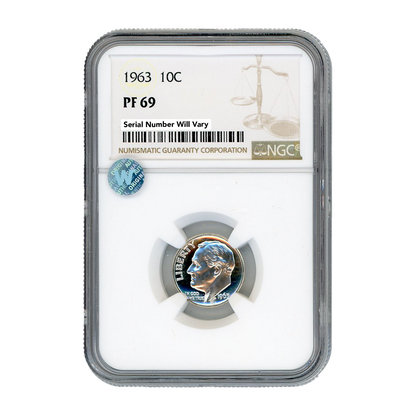 1963 Roosevelt Dime - NGC PF69 Sight White