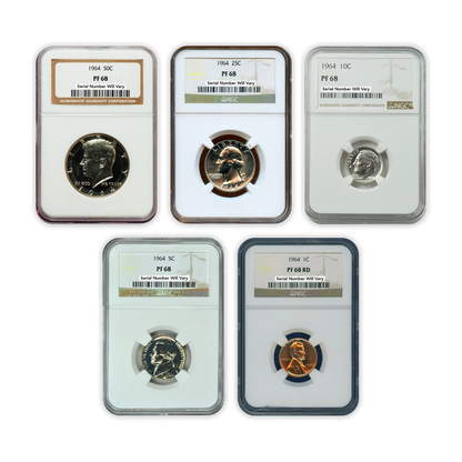 1964 US Proof Set - 5 Coins - NGC PF68 - CoinsTV