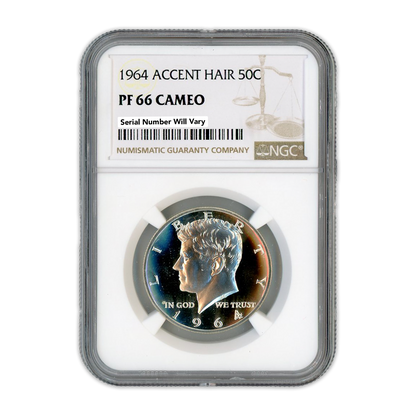 1964 Kennedy Silver Half Dollar - Accented Hair - NGC PF66 CAMEO