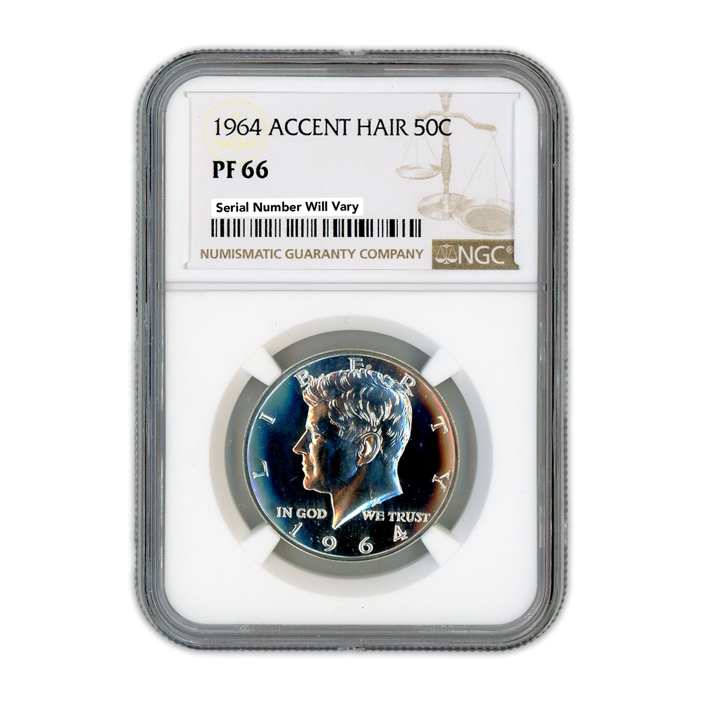 1964 Kennedy Silver Half Dollar - Accented Hair - NGC PF66