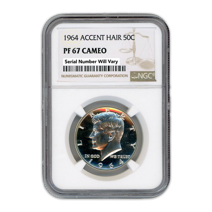 1964 Kennedy Silver Half Dollar - Accented Hair - NGC PF67 CAMEO - CoinsTV