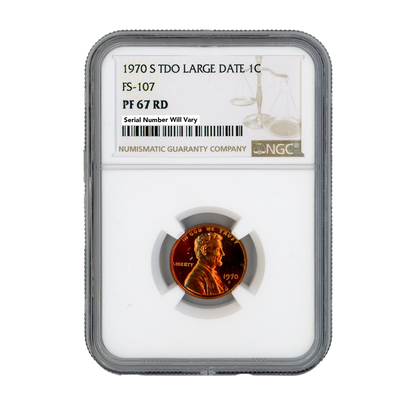 1970 S TDO Lincoln Cent - Large Date - FS-107 NGC PF67 RD
