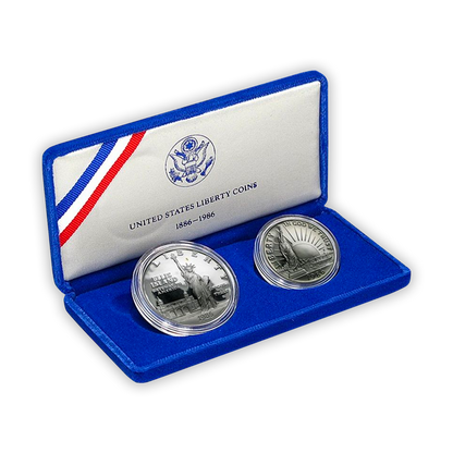 1986 Statue of Liberty 2 pc Uncirculated Set - Original Government Packaging (OGP)