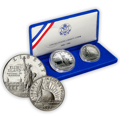 1986 Statue of Liberty 2 pc Uncirculated Set - Original Government Packaging (OGP)
