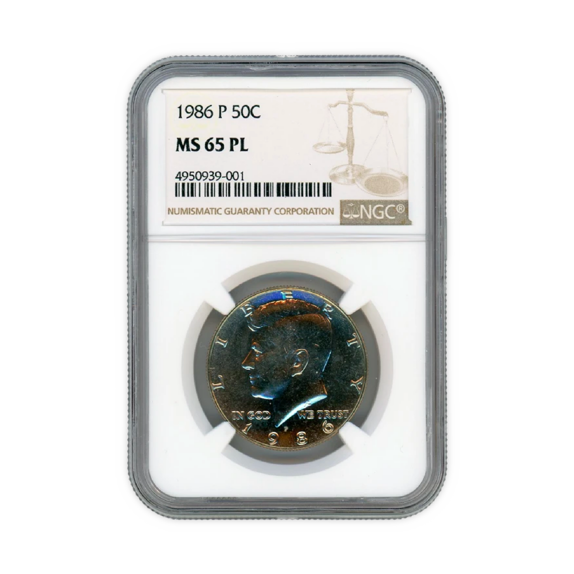 1986 Kennedy Half Dollar Philadelphia - NGC MS65 PL Prooflike - CoinsTV
