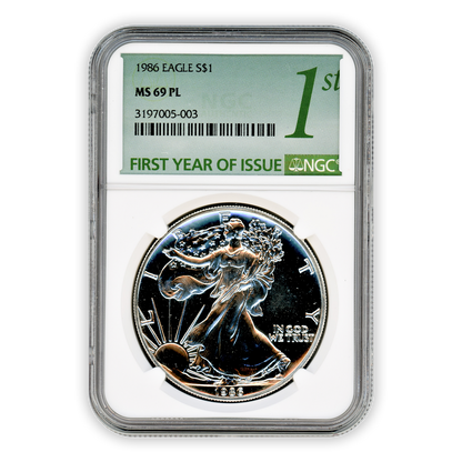 1986 Silver Eagle - Business Strike - NGC MS69PL Prooflike