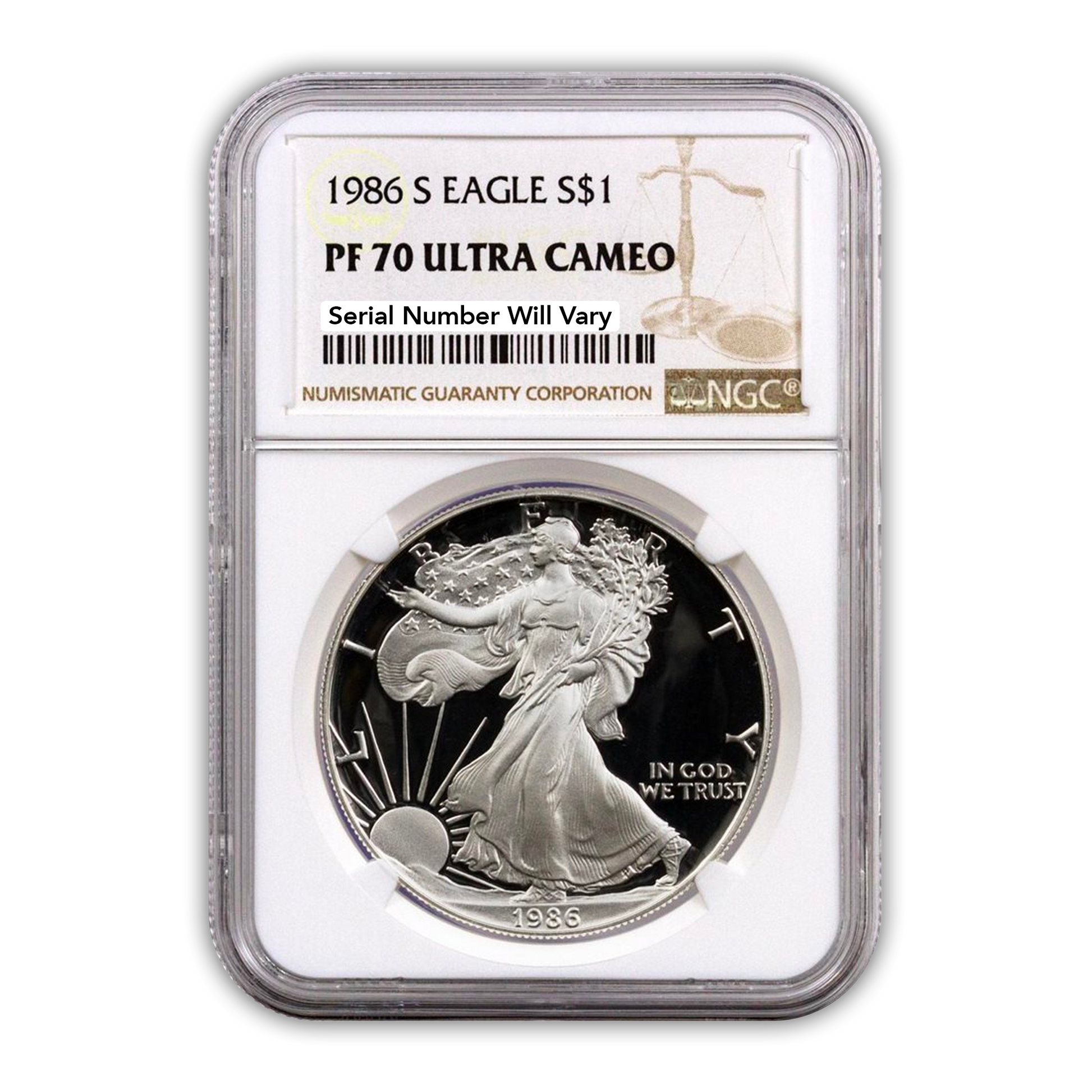 1986 Silver Eagle - Proof - NGC PF70 - CoinsTV