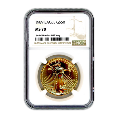 1989 $50 Gold Eagle - NGC MS70 - CoinsTV