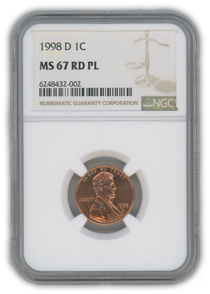 1998 Lincoln Cent Denver - NGC MS67 RD PL Prooflike