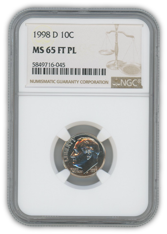 1998 Roosevelt Dime Denver - NGC MS65 FT PL Prooflike