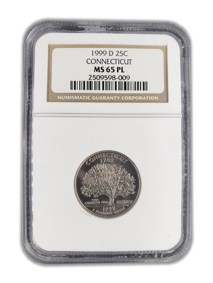 1999 Connecticut Quarter Dollar Denver - NGC MS65 PL Prooflike