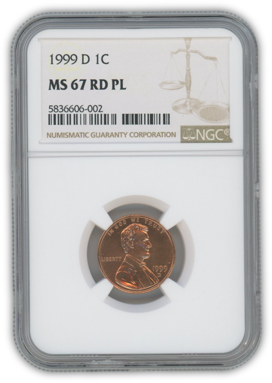 1999 Lincoln Cent Denver - NGC MS67 RD PL Prooflike