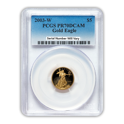 2003 $5 Gold Eagle - 1/10th oz - West Point Proof - PCGS PR70
