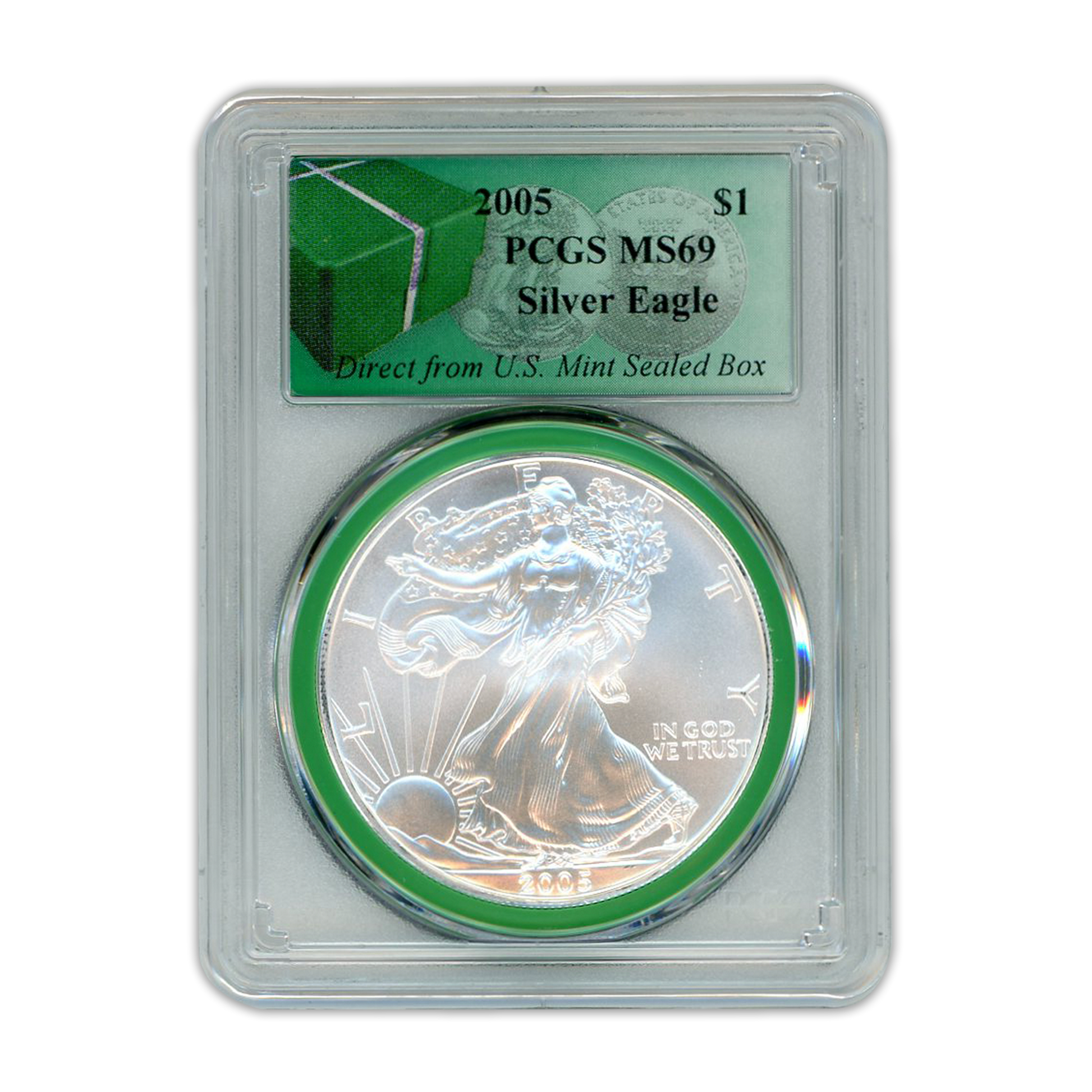 2005 American Silver Eagle - Business Strike - PCGS MS69 Monster Box Label - CoinsTV