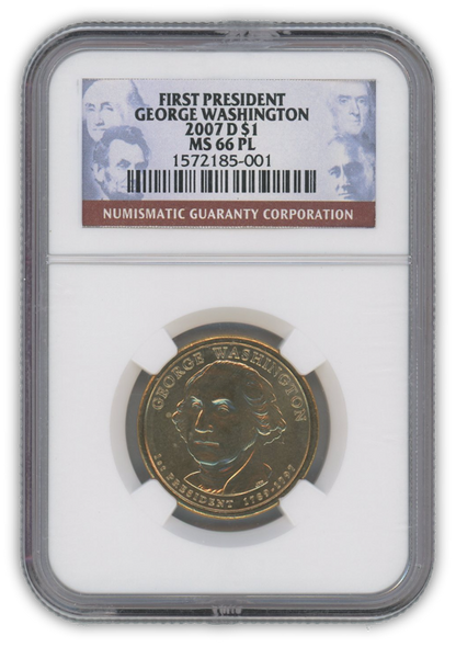 2007 George Washington Dollar Denver - NGC MS66 PL Prooflike - CoinsTV