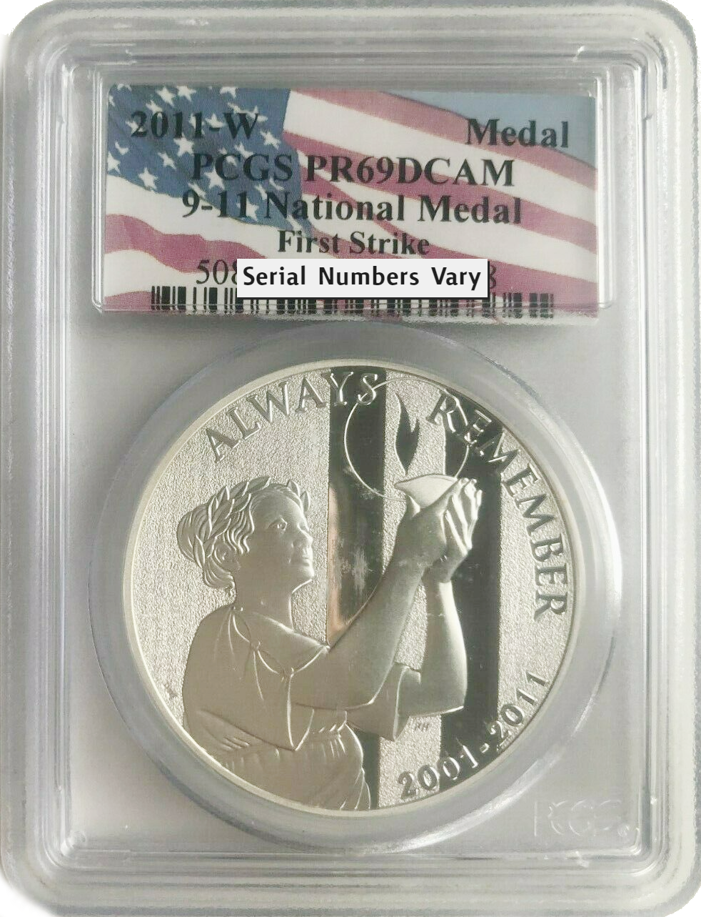 2011 9/11 National Medal Proof - PCGS PR69 Flag Label - CoinsTV