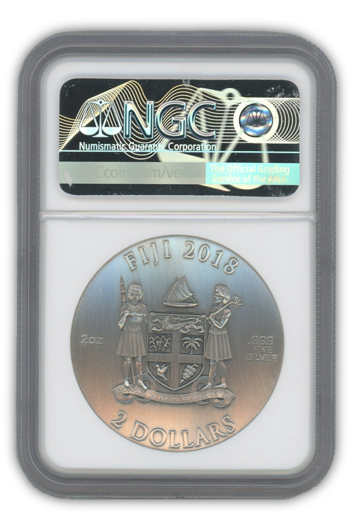 2018 Avengers Infinity War Thanos 2 Oz Silver - NGC PF70 ANTIQUED