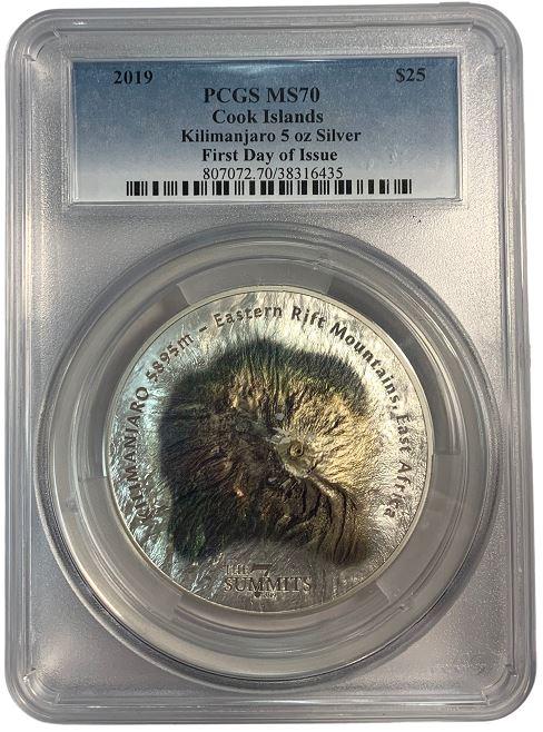 2019 Mount Kilimanjaro 5 Oz Silver - Cook Islands - PCGS MS70