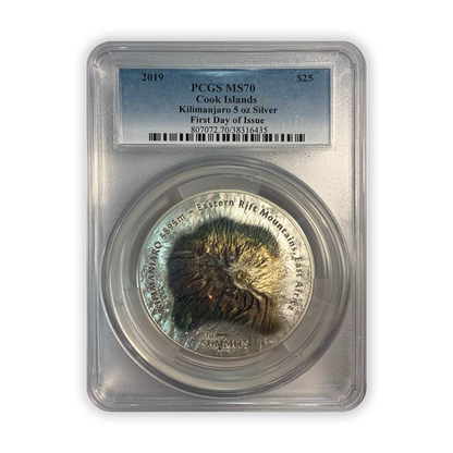2019 Mount Kilimanjaro 5 Oz Silver - Cook Islands - PCGS MS70